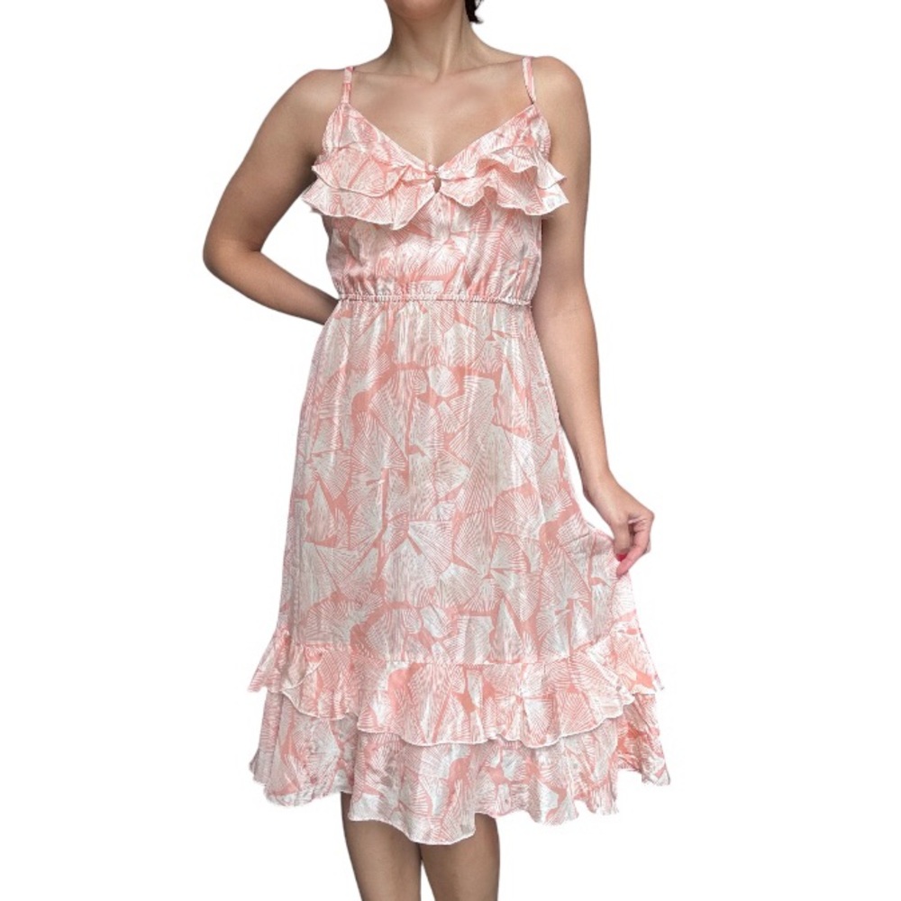 kimchi & blue midi summer dress ruffles peach urban outfitters